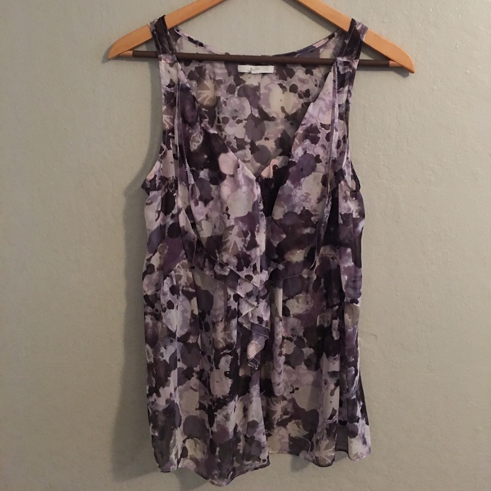 Purple floral blouse